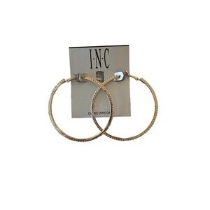 INC Large Gold Cubic Zirconia Hoops